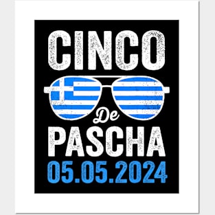 Cinco De Pascha Greece Flag  Greek Easter Cinco de Mayo Posters and Art